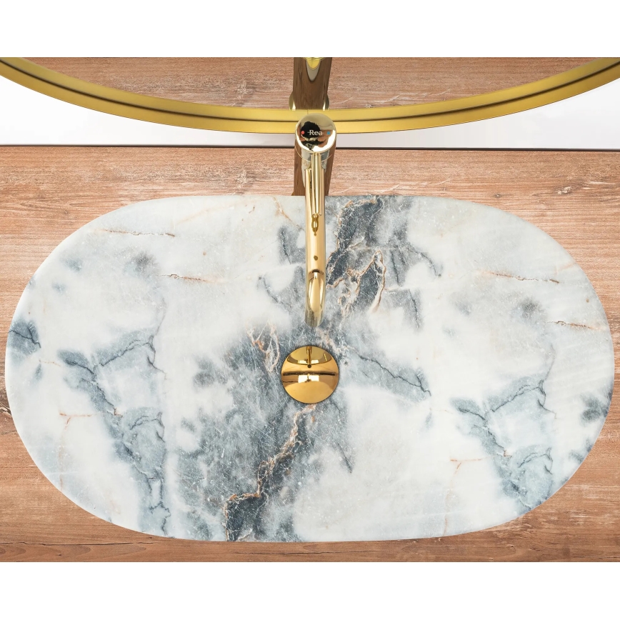 REA-U8742 - Lavabo à poser sur plan ROYAL 36x60,5 cm céramique/blanc/effet pierre