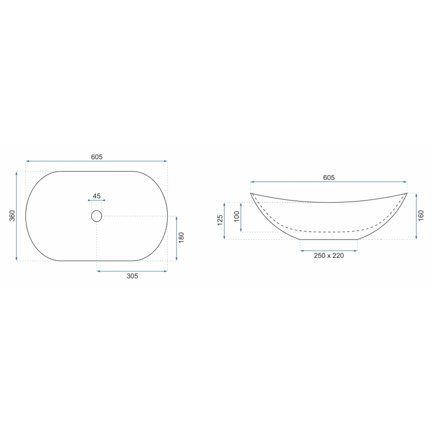 REA-U8742 - Lavabo à poser sur plan ROYAL 36x60,5 cm céramique/blanc/effet pierre