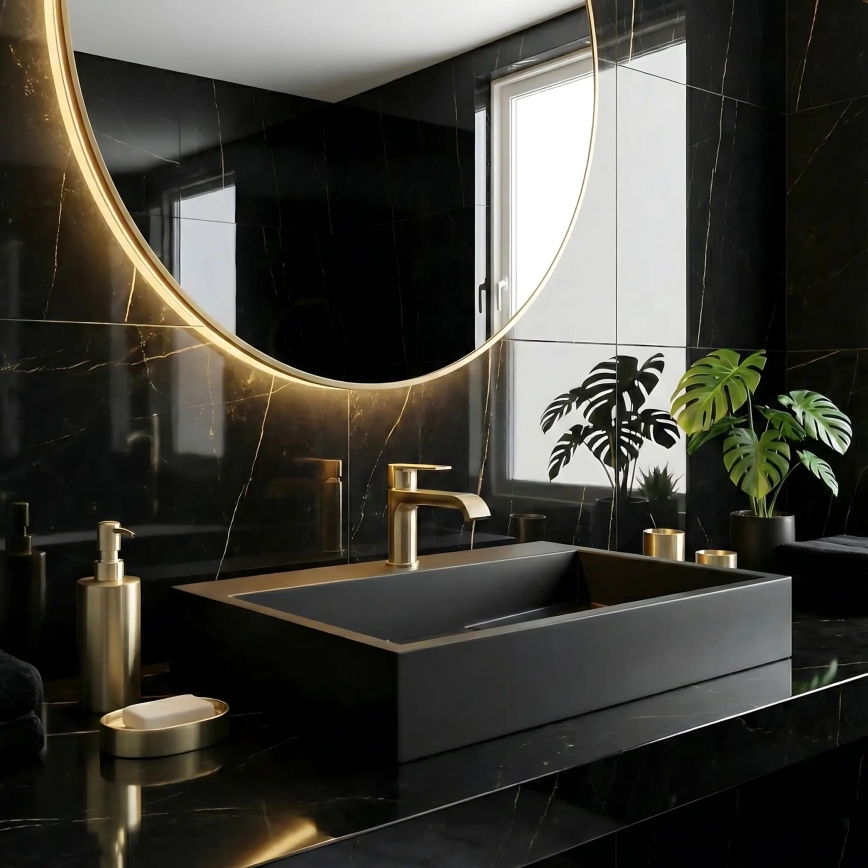 REA-U8779 - Lavabo à poser GOYA 37x60 cm conglomérat/noir mat