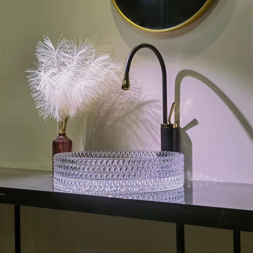 REA-U8881 - Vasque à poser CRISTAL Ø 39 cm verre transparent