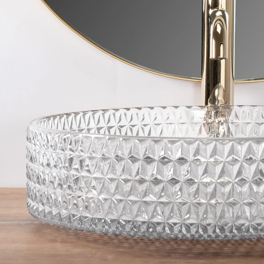 REA-U8881 - Vasque à poser CRISTAL Ø 39 cm verre transparent