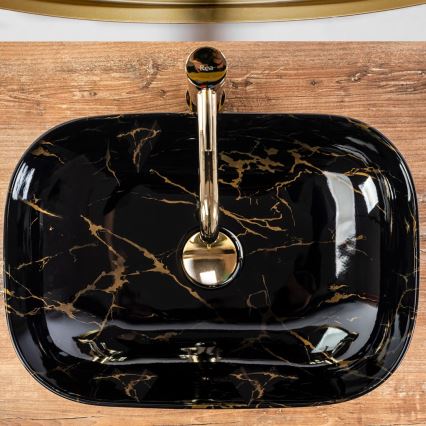 REA-U8907 - Lavabo à poser BELINDA 33,5x46,5 cm céramique/noir/effet marbre