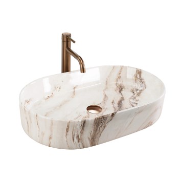 REA-U9239 - Lavabo à poser NADIA 38,5x61 cm céramique/beige/effet pierre