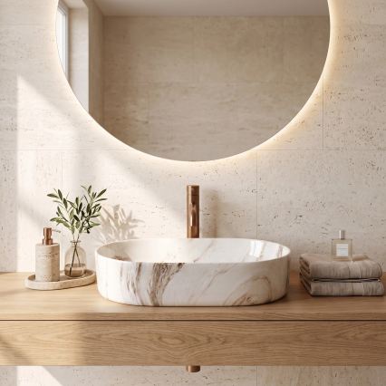 REA-U9239 - Lavabo à poser NADIA 38,5x61 cm céramique/beige/effet pierre