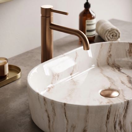 REA-U9239 - Lavabo à poser NADIA 38,5x61 cm céramique/beige/effet pierre