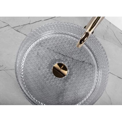 REA-U9615 - Vasque à poser CRISTAL Ø 35,5 cm verre/gris