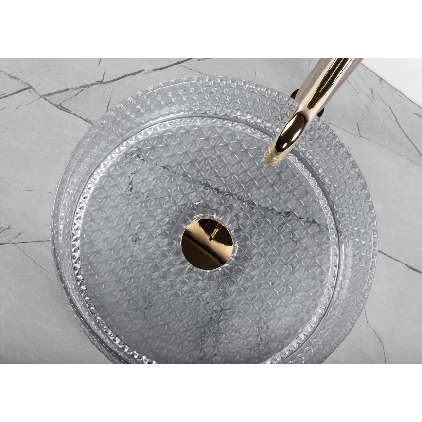 REA-U9615 - Vasque à poser CRISTAL Ø 35,5 cm verre/gris