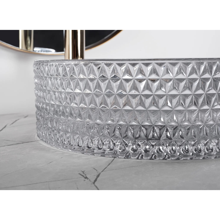 REA-U9615 - Vasque à poser CRISTAL Ø 35,5 cm verre/gris