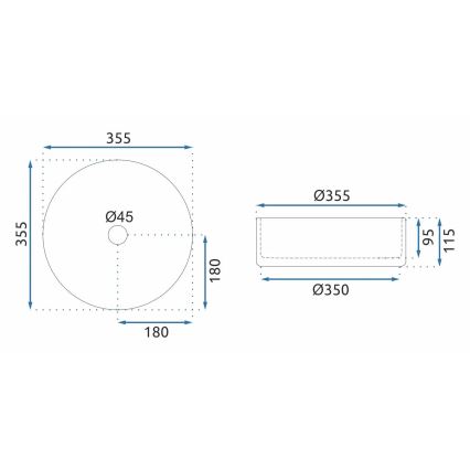 REA-U9615 - Vasque à poser CRISTAL Ø 35,5 cm verre/gris