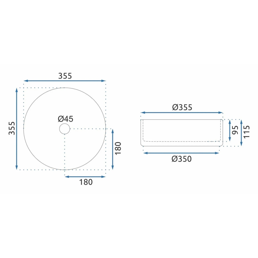 REA-U9615 - Vasque à poser CRISTAL Ø 35,5 cm verre/gris