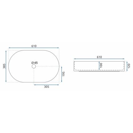 REA-U9657 - Lavabo à poser NADIA 38,5x61 cm céramique/blanc mat