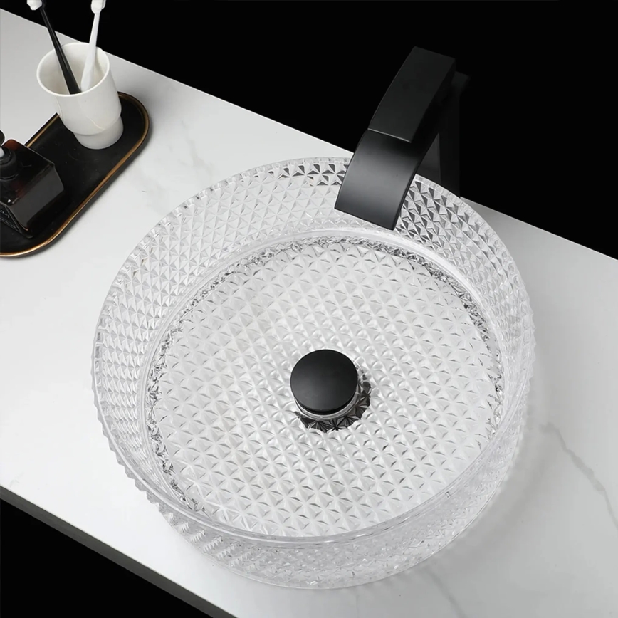 REA-U9670 - Vasque à poser CRISTAL 35,5 cm en verre transparent