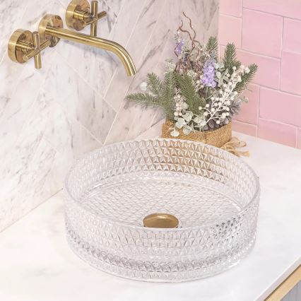 REA-U9670 - Vasque à poser CRISTAL 35,5 cm en verre transparent