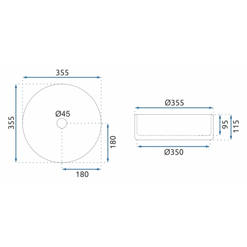 REA-U9670 - Vasque à poser CRISTAL 35,5 cm en verre transparent