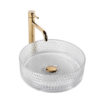 REA-U9670 - Vasque à poser CRISTAL Ø 35,5 cm en verre transparent
