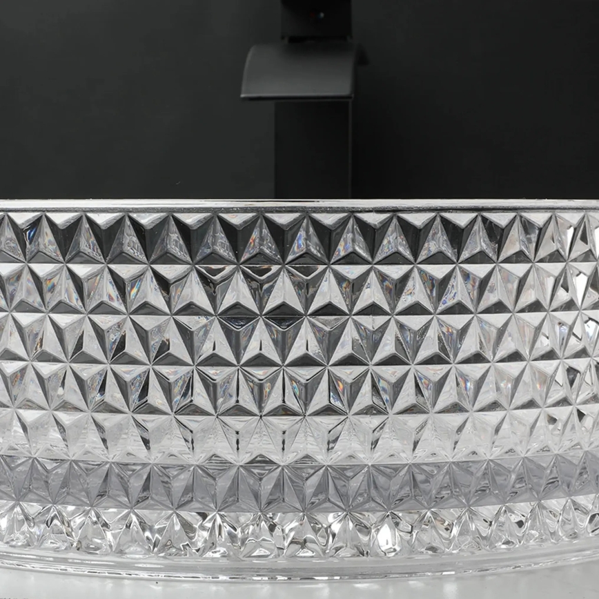 REA-U9670 - Vasque à poser CRISTAL Ø 35,5 cm en verre transparent