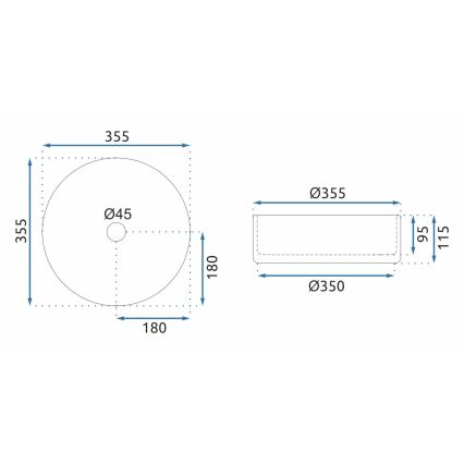 REA-U9670 - Vasque à poser CRISTAL Ø 35,5 cm en verre transparent