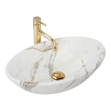REA-U9685 - Vasque à poser PAMELA 33 x 53 cm, céramique / décor marbre