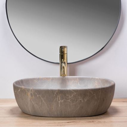 REA-U9887 - Vasque à poser LARA 35x48,5 cm céramique/gris/décor marbre