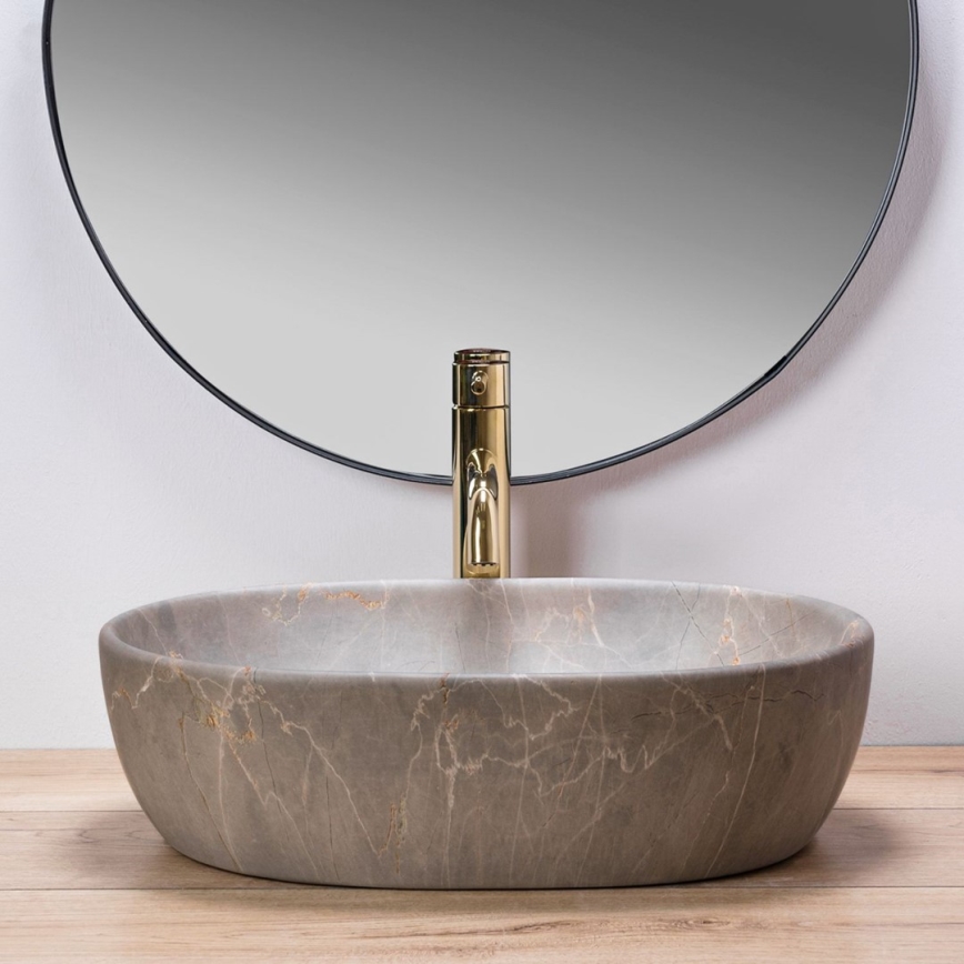 REA-U9887 - Vasque à poser LARA 35x48,5 cm céramique/gris/décor marbre