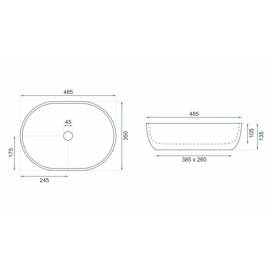 REA-U9889 - Vasque à poser LARA 35x48,5 cm céramique/gris/aspect pierre