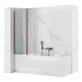 REA-W5696 - Paroi de baignoire pliante AGAT 140 x 80 cm, cadre en cuivre brossé / verre transparent