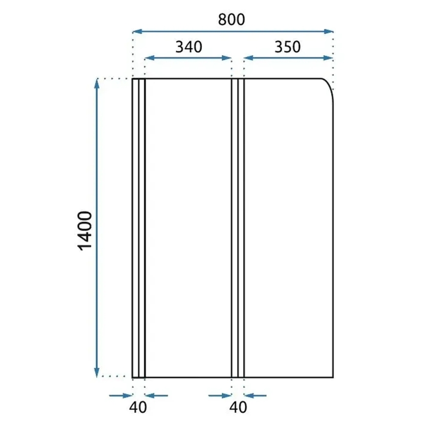 REA-W5696 - Paroi de baignoire pliante AGAT 140 x 80 cm, cadre en cuivre brossé / verre transparent