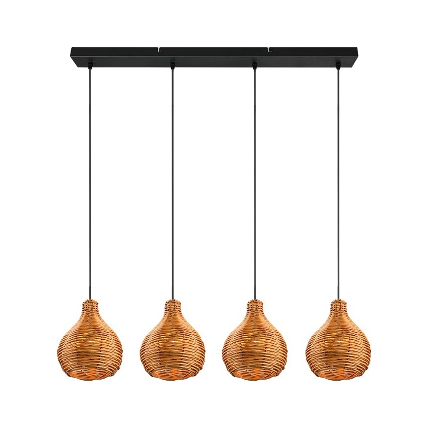 Reality - Lustre sur câble SPROUT 3xE14/40W/230V marron/rotin