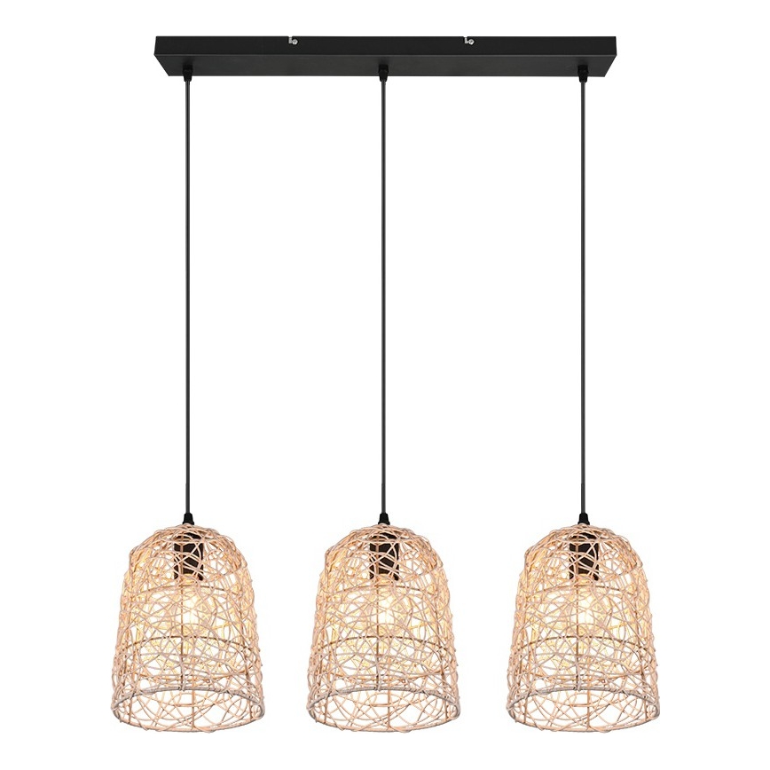 Reality - Lustre suspendu sur câble LOVIS 3xE27/40W/230V noir