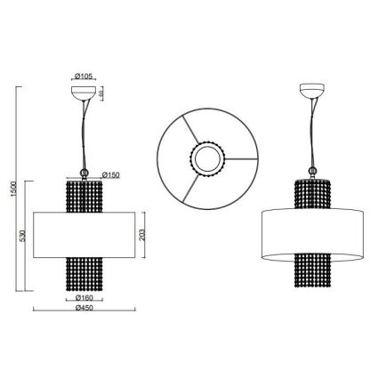 Reality - Suspension filaire KING 3xE14/28W/230V argent