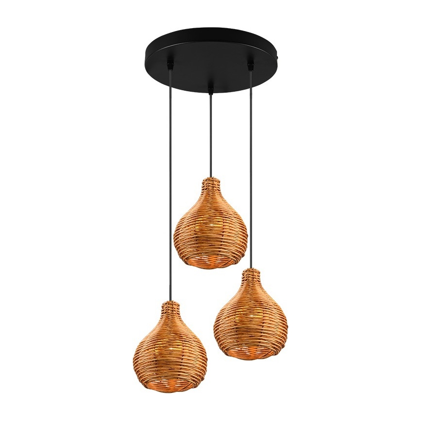 Reality - Suspension sur câble SPROUT 3xE14/40W/230V marron/rotin