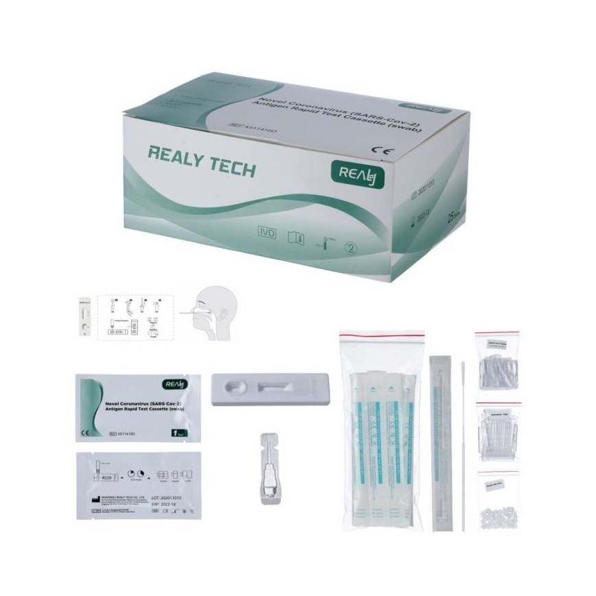 RealyTech - Test Antigènique rapide (écouvillon) COVID-19  - pour le nez 25pcs
