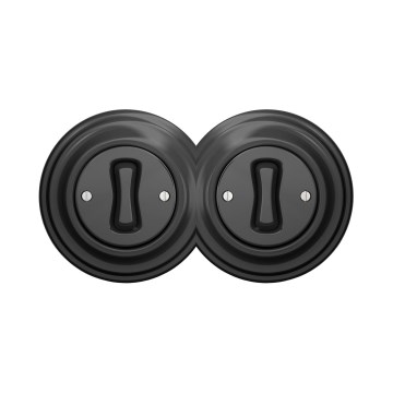 Reblig - Double interrupteur unipolaire au style rétro avec cadre n°1, anthracite