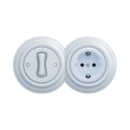 Reblig - Ensemble rétro : interrupteur unipolaire n°1 et prise SCHUKO 230 V avec cadre, bleu