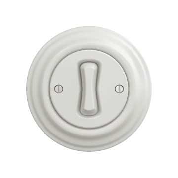 Reblig - Interrupteur croisé rétro avec cadre n° 7, blanc céramique