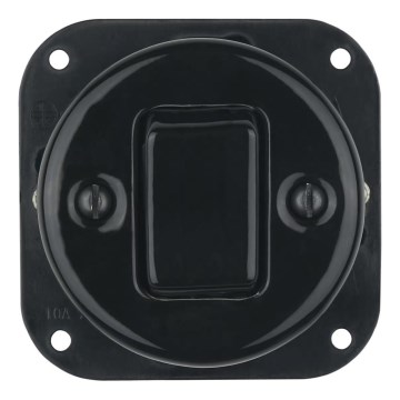 Reblig - Interrupteur croisé rétro en porcelaine sans cadre n° 7, noir