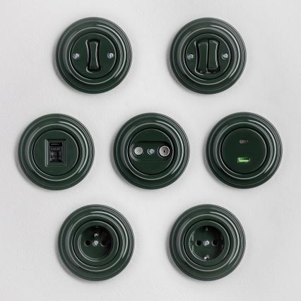 Reblig - Interrupteur d'escalier rétro avec cadre n° 6, vert