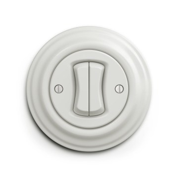 Reblig - Interrupteur double rétro avec cadre en céramique blanche
