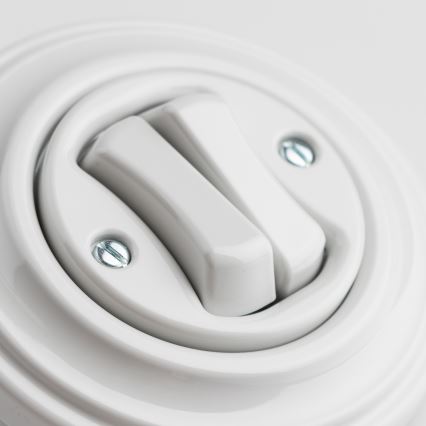 Reblig - Interrupteur double rétro avec cadre en céramique blanche