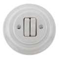 Reblig - Interrupteur double rétro en porcelaine avec cadre č. 5 blanc