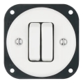 Reblig - Interrupteur double rétro en porcelaine sans cadre n° 6+6 blanc