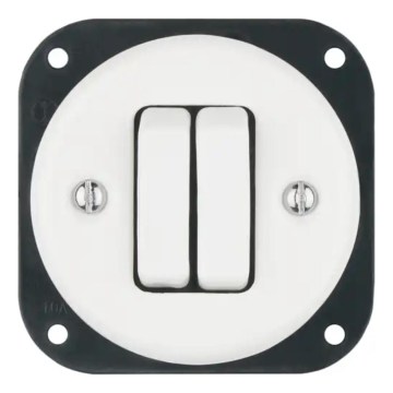 Reblig - Interrupteur double rétro en porcelaine sans cadre n° 6+6 blanc
