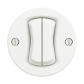 Reblig - Interrupteur double rétro pour escalier, sans cadre, n° 6+6, blanc neige