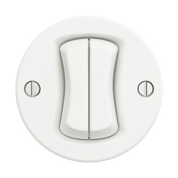Reblig - Interrupteur double rétro pour escalier, sans cadre, n° 6+6, blanc neige