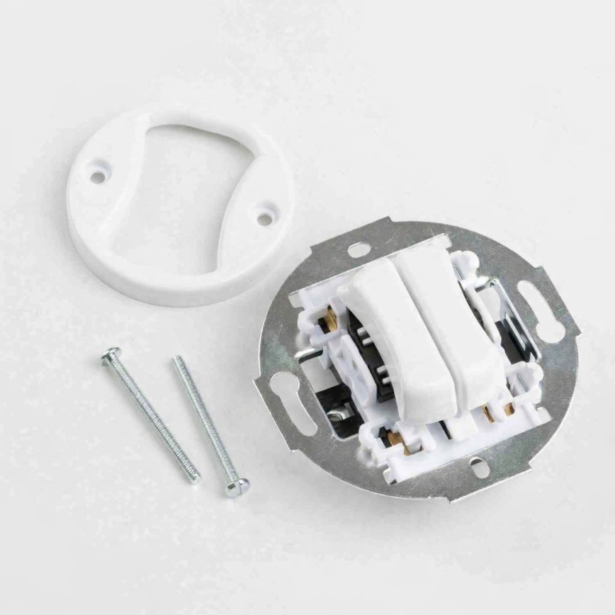 Reblig - Interrupteur double rétro pour escalier, sans cadre, n° 6+6, blanc neige