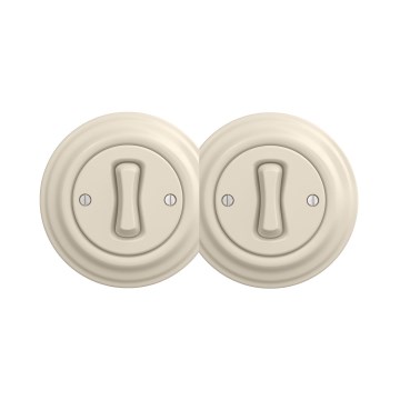 Reblig - Interrupteur double unipolaire rétro avec cadre n° 1 beige