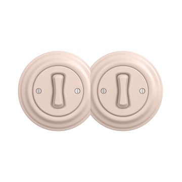 Reblig - Interrupteur double unipolaire rétro avec cadre n° 1, finition vieux rose