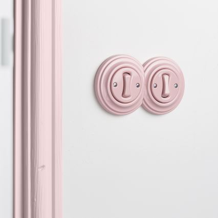 Reblig - Interrupteur double unipolaire rétro avec cadre n° 1, finition vieux rose