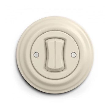 Reblig - Interrupteur double va-et-vient rétro avec cadre n° 6+6, beige