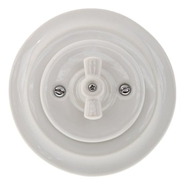 Reblig - Interrupteur rétro rotatif en porcelaine avec cadre č. 1 blanc